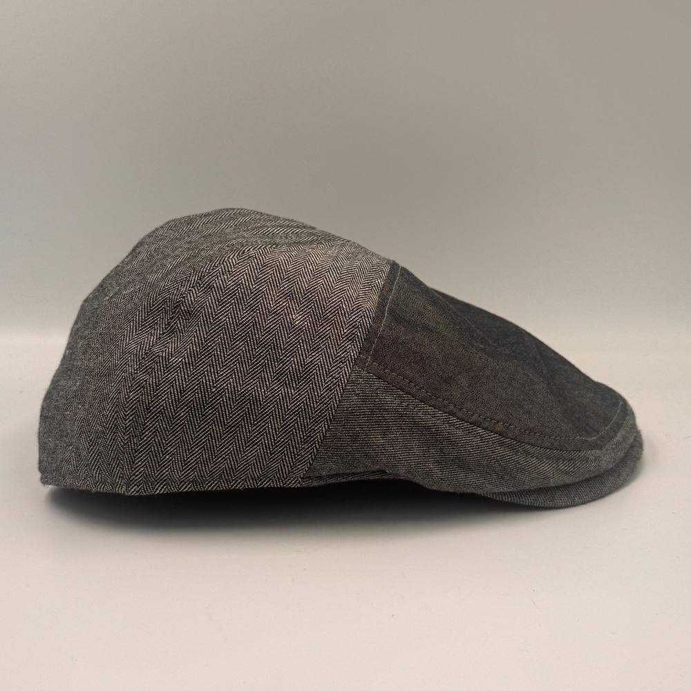 Dockers Mens Grey Herringbone Flat Cap Driving Hat Size S/M NGKI RN129919